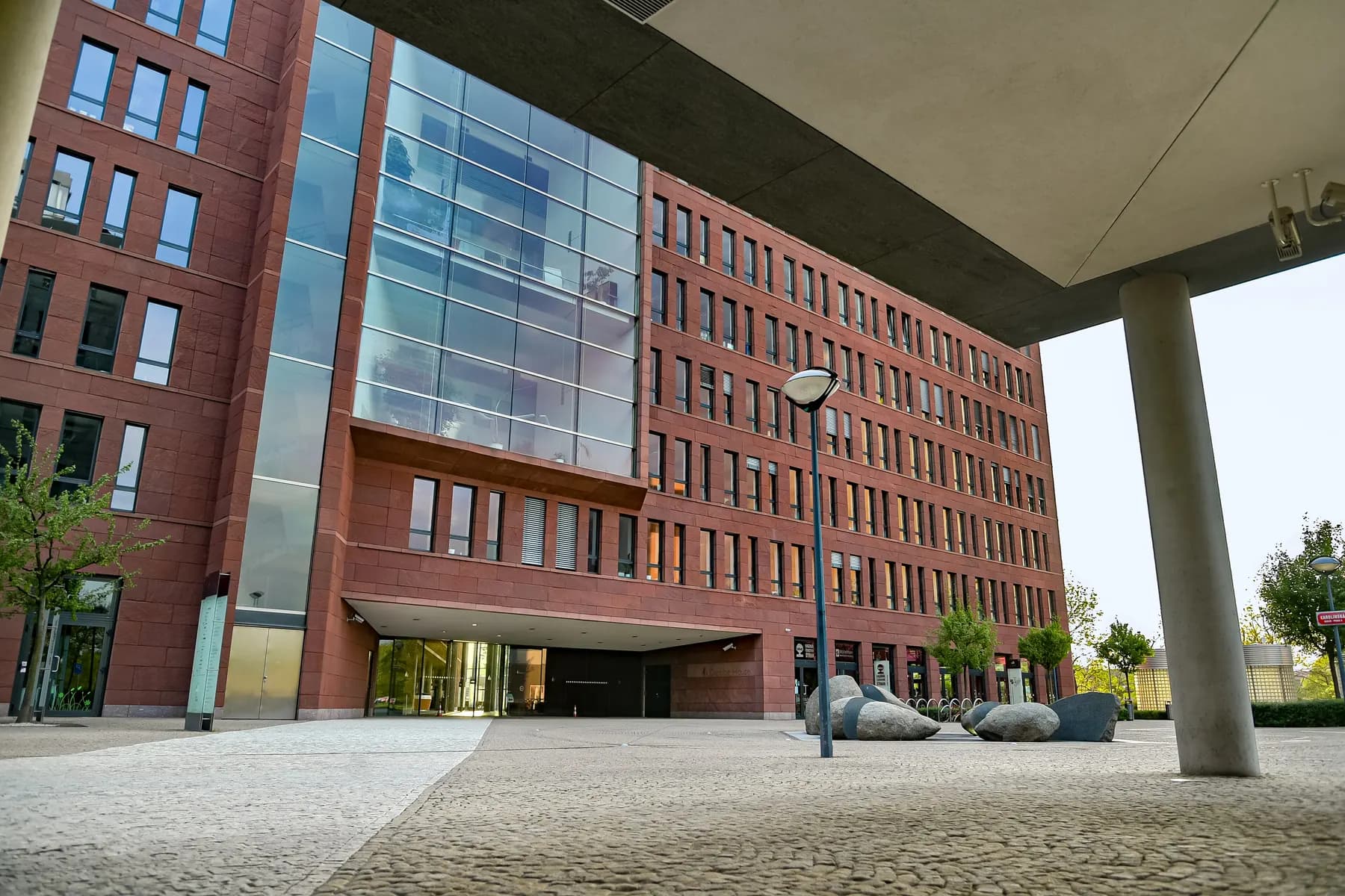 River City Prague at dusk — Danube House in Karlín, used in the PDM Group concept